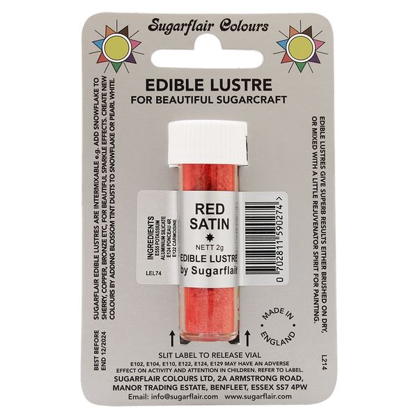 Сверкающий краситель Sugarflair Красный атлас (Red Satin) E131 фото