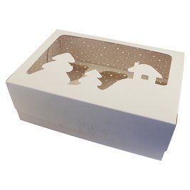 Коробка для капкейків на 6шт Біла Білий Новий Рік (5шт) 972::8 фото