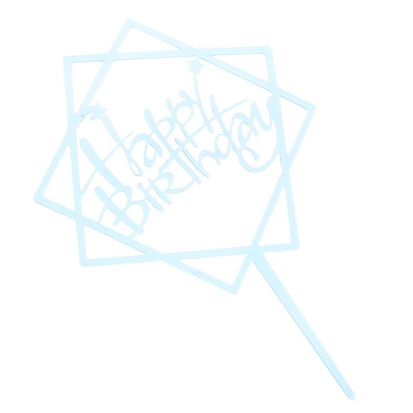 Пластмасовий топер Happy Birthday квадрат (блакитний) 1225::1 фото