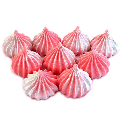 Сахарный декор Мини-безе розовые с серебряным сиянием 18942 фото