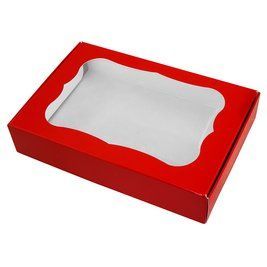 Коробка для пряников 15х10х3см с окном Красная (5шт) 1143::5 фото