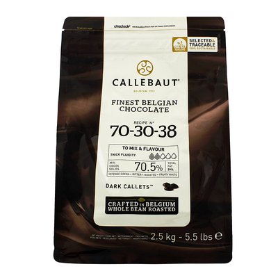 Шоколад чорний кувертюр Callebaut 70,5%, 2,5кг 70-30-38-E4-U71 фото