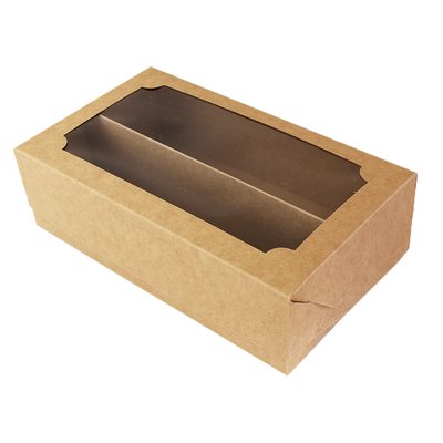 Коробка з перегородкою для макаронс та еклерів 20х12х6 см Крафт (5шт) lp97::1 фото