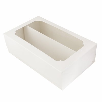 Коробка с перегородкой для макаронс и эклеров 20х12х6 см Белая (5шт) lp97 фото