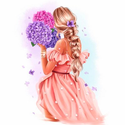 Вафельна картинка Дівчинка з квітами 20х30 027027/pr153 фото
