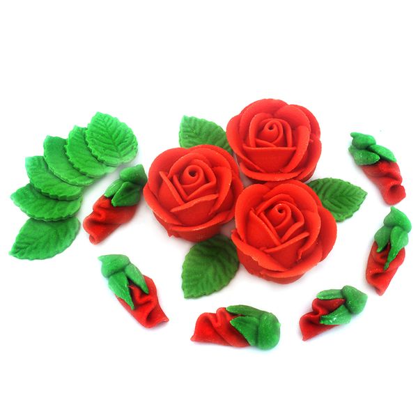 Набір цукрових фігурок Троянди і бутони Червоні 30178::1 фото