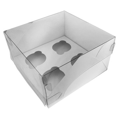 Коробка для 4 капкейков Аквариум 20,4x20,4x11см Белая (5шт) lp96 фото