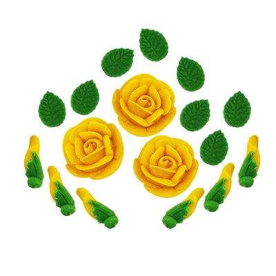 Набір цукрових фігурок Троянди і бутони Лимон 30178::2 фото