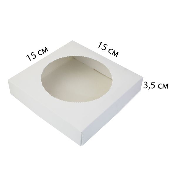 Коробка для пряников 15х15см Белая с круглым окном (5шт) lp26::10 фото