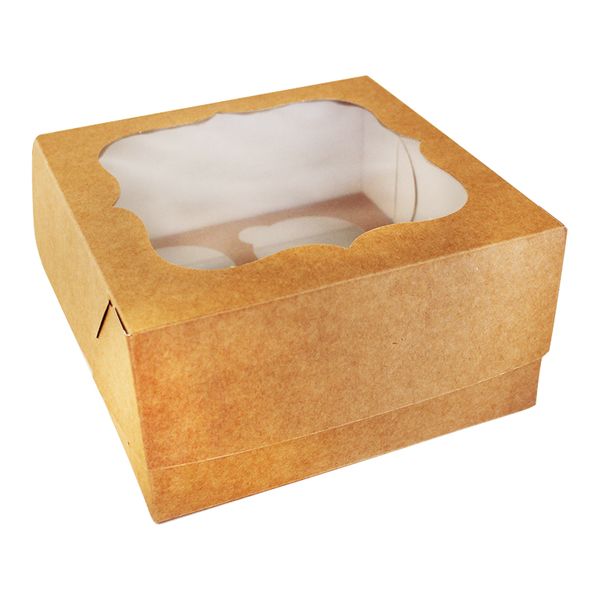 Коробка для капкейков на 4шт Крафт (5шт) 17x17x9 864::2 фото