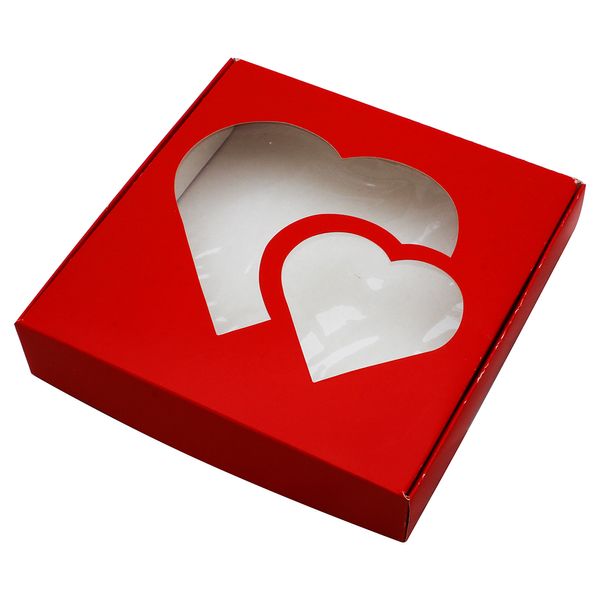 Коробка для пряников 15х15см Красная с окном Сердце (5шт) 927::9 фото